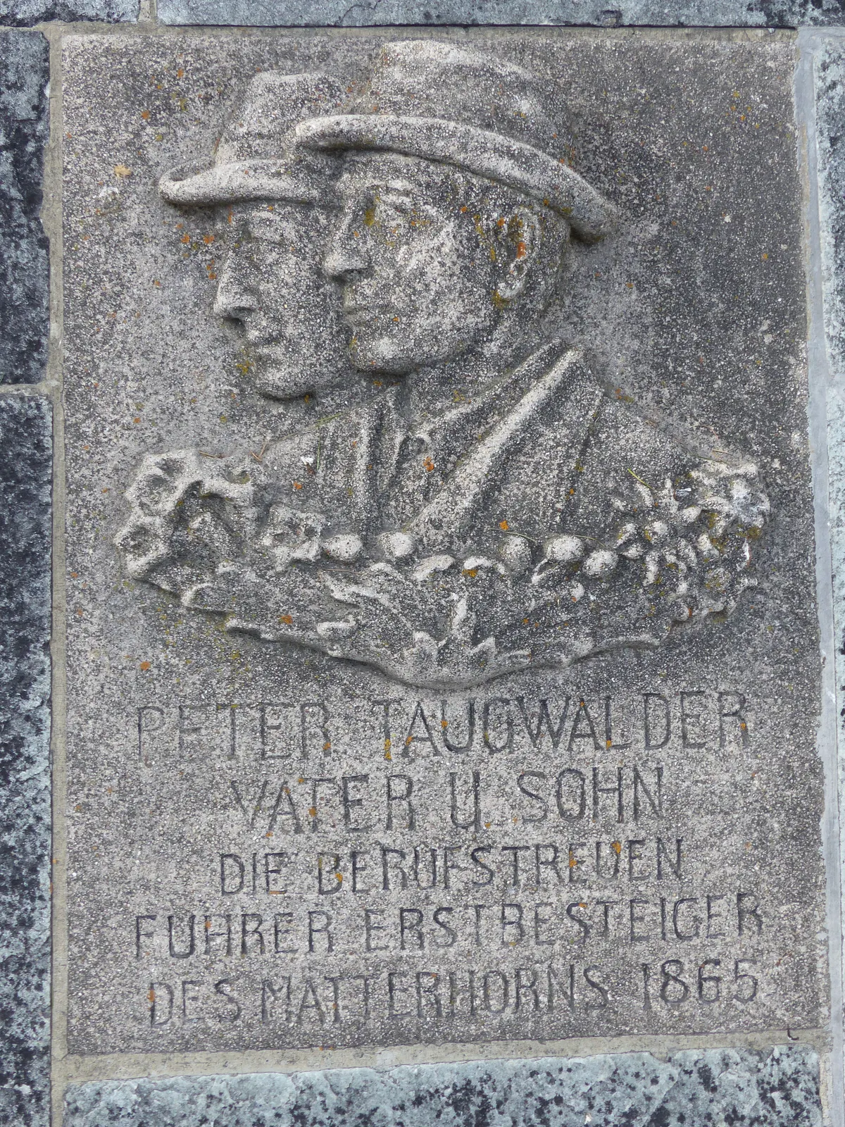 A headstone in the Mountaineers' Cemetery (Bergsteigerfriedhof) in Zermatt