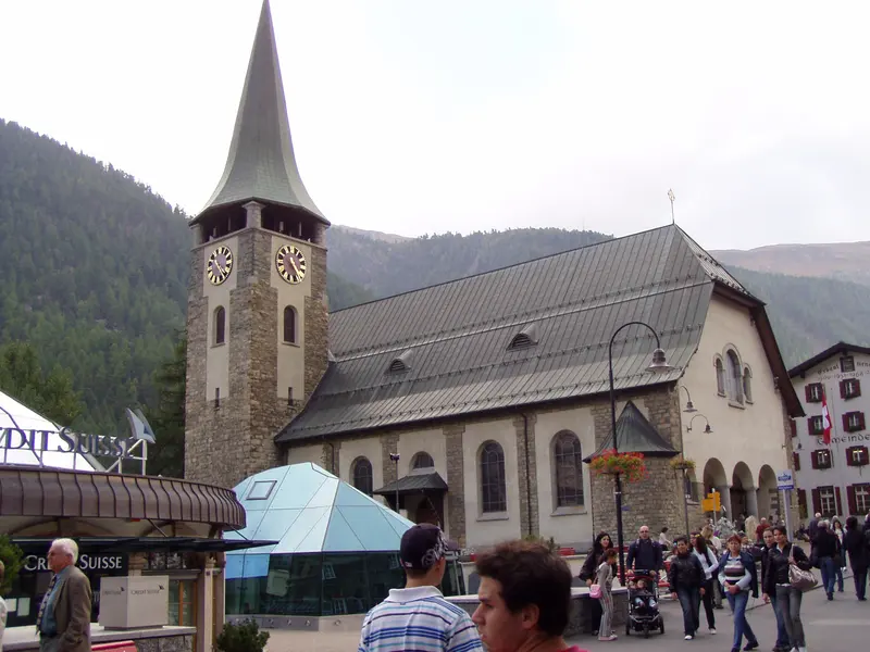 The parish Church of Saint Mauritius in the centre of Zermatt